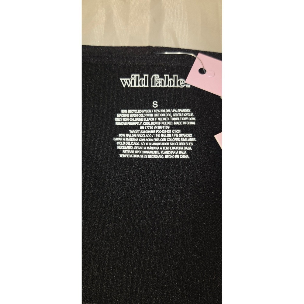 Wild Fable‎ Seamless Crop Top Women Size S Black New 3 Ribbed Square Neck Shirts - Picture 4 of 8